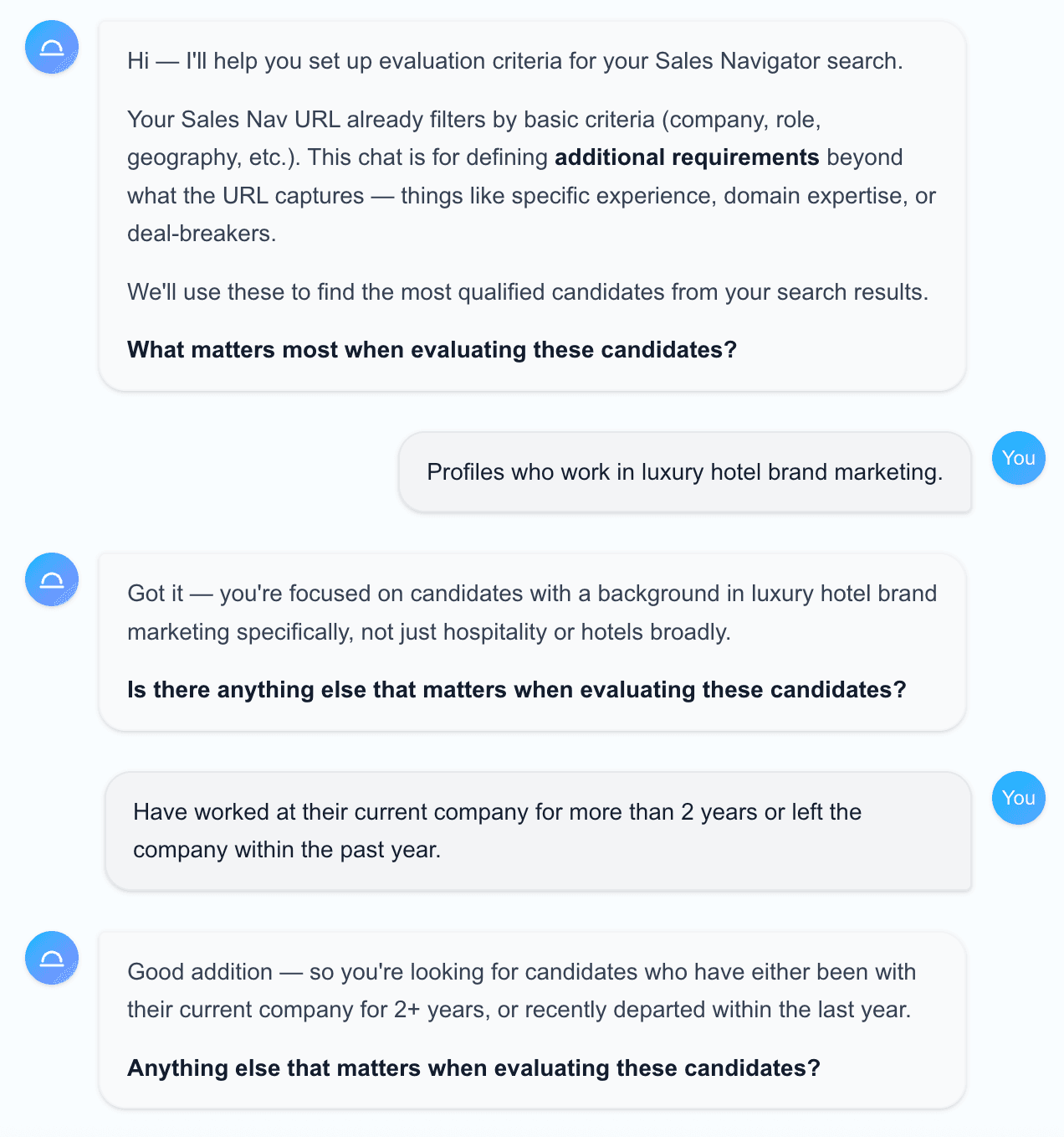 Profile evaluation preview