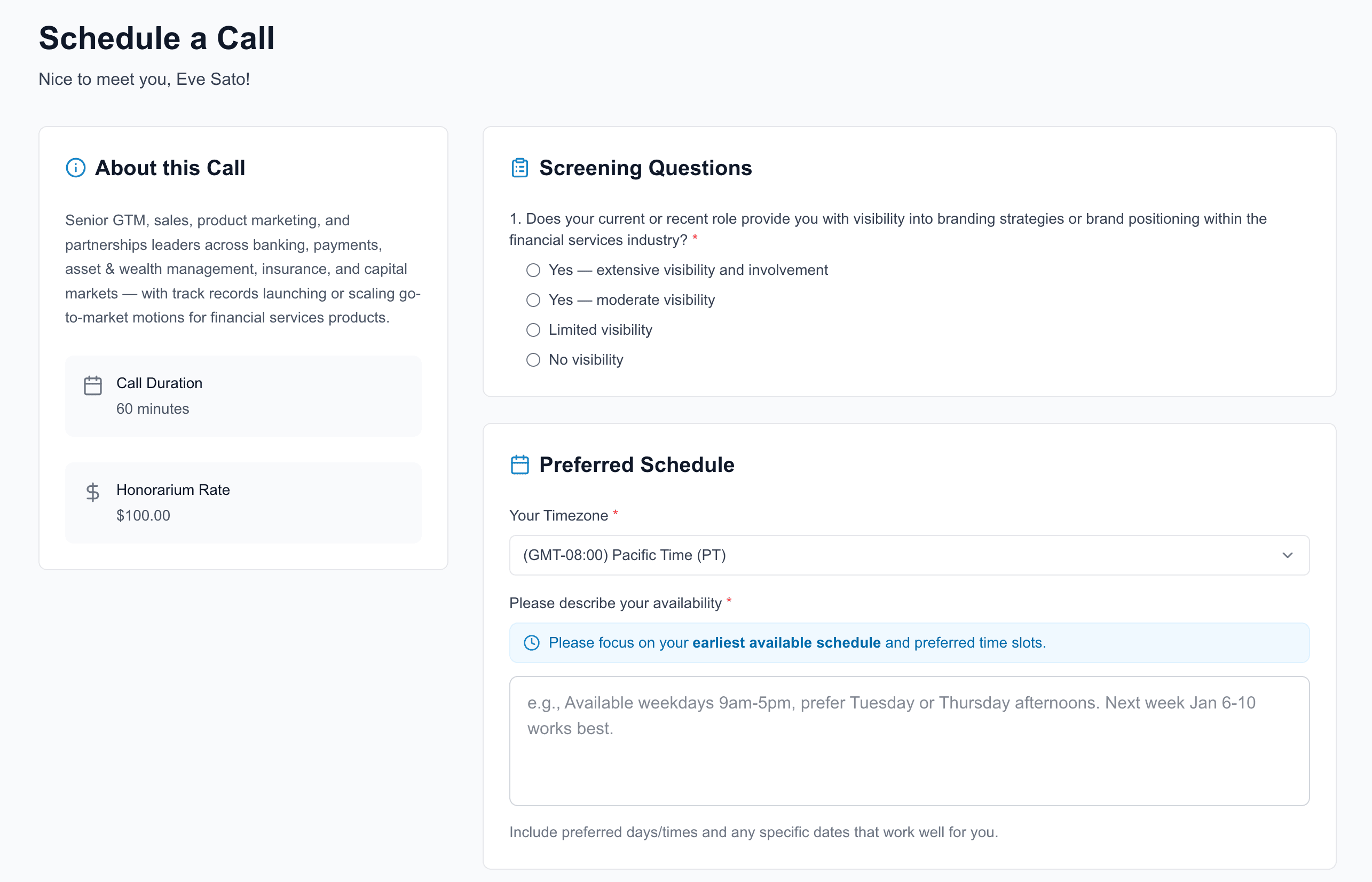 Scheduler & screener preview